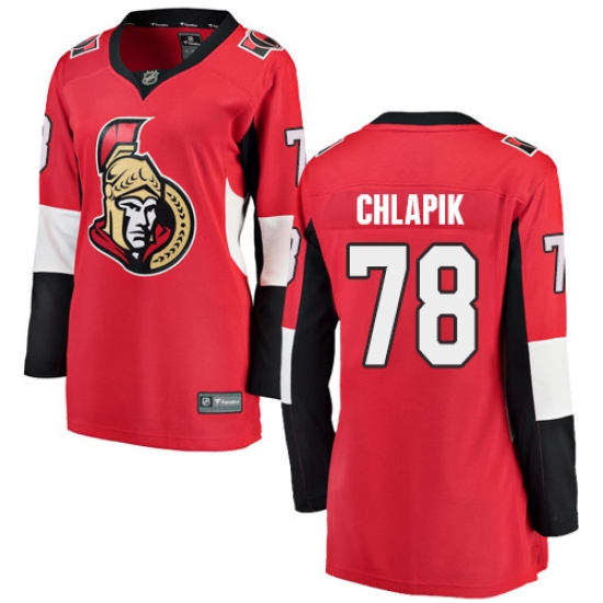 Women's Ottawa Senators #78 Filip Chlapik Fanatics Branded Red Home Breakaway NHL Jersey - Ujersey