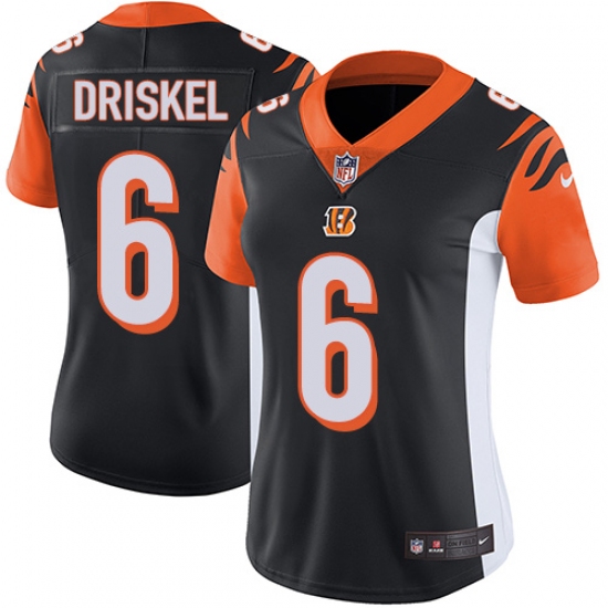 Women's Nike Cincinnati Bengals #6 Jeff Driskel Vapor Untouchable Limited Black Team Color NFL Jersey - Ujersey