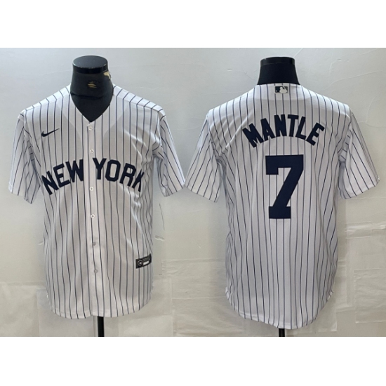 Men's New York Yankees #7 Mickey Mantle White 2024 Cool Base Stitched Jerseys - Ujersey