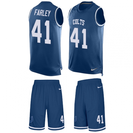 Men's Nike Indianapolis Colts #41 Matthias Farley Limited Royal Blue Tank Top Suit NFL Jersey - Ujersey