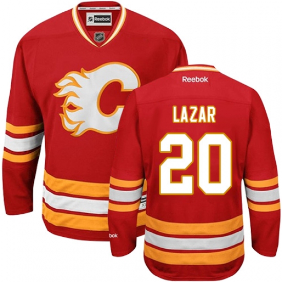 Youth Reebok Calgary Flames #20 Curtis Lazar Authentic Red Third NHL Jersey - Ujersey