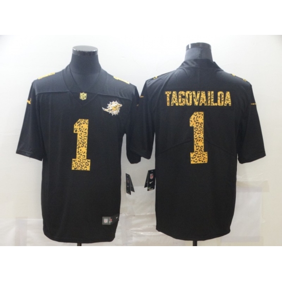 Men's Miami Dolphins #1 Tua Tagovailoa Black Nike Leopard Print Limited Jersey - Ujersey