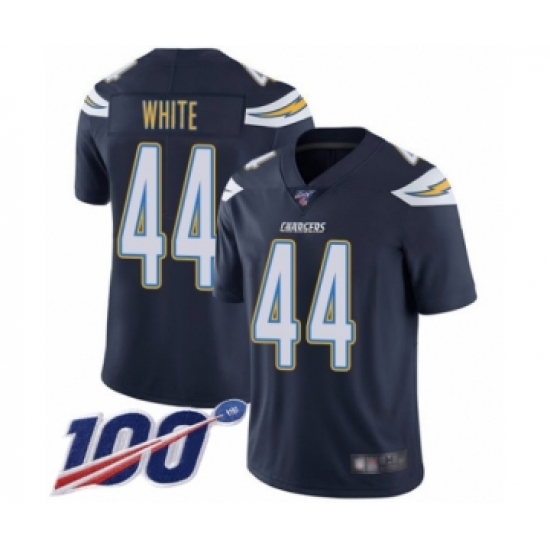 Men's Los Angeles Chargers #44 Kyzir White Navy Blue Team Color Vapor Untouchable Limited Player 100th Season Football Jersey - Ujersey