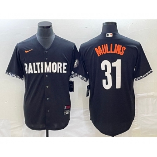 Men's Baltimore Orioles #31 Cedric Mullins Black 2023 City Connect Cool Base Stitched Jersey 1 - Ujersey