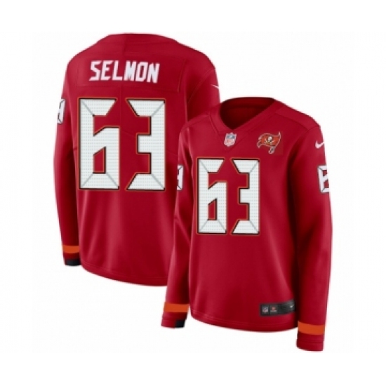 Women's Nike Tampa Bay Buccaneers #63 Lee Roy Selmon Limited Red Therma Long Sleeve NFL Jersey - Ujersey