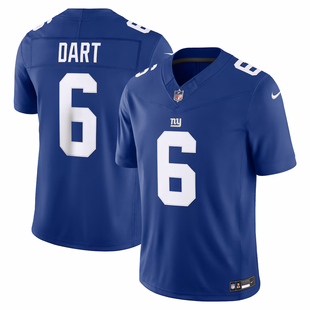 Men's New York Giants Jaxson Dart Nike Royal Team Vapor F.U.S.E. Stitched Limited Jersey