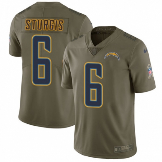 Youth Nike Los Angeles Chargers #6 Caleb Sturgis Limited Olive 2017 Salute to Service NFL Jersey - Ujersey