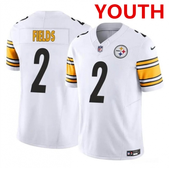 Youth Pittsburgh Steelers #2 Justin Fields White 2023 F.U.S.E. Vapor Untouchable Limited Football Stitched Jersey - Ujersey