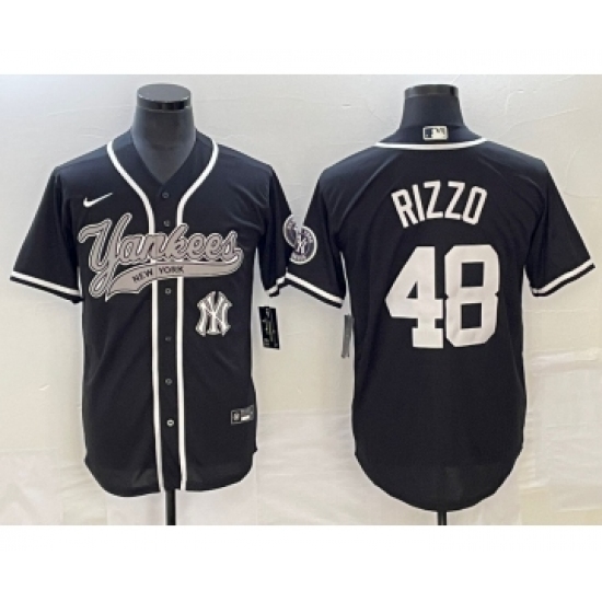 Men's New York Yankees #48 Anthony Rizzo Black Cool Base Stitched Baseball Jersey - Ujersey