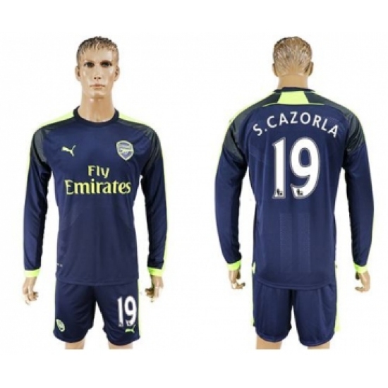 Arsenal #19 S.Cazorla Sec Away Long Sleeves Soccer Club Jersey