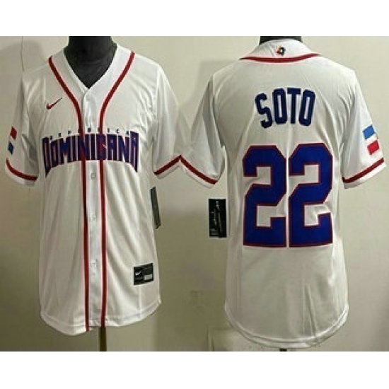 Women's Dominican #22 Juan Soto White 2026 World Baseball Classic Cool Base Jersey