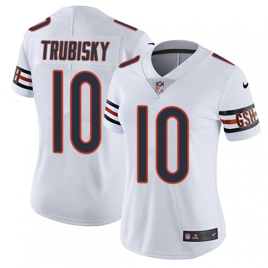 Women's Nike Chicago Bears #10 Mitchell Trubisky White Vapor Untouchable Limited Player NFL Jersey - Ujersey
