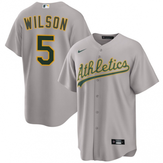 Men's Oakland Athletics #5 Jacob Wilson Gray 2024 Away Limited Stitched Jersey - Ujersey