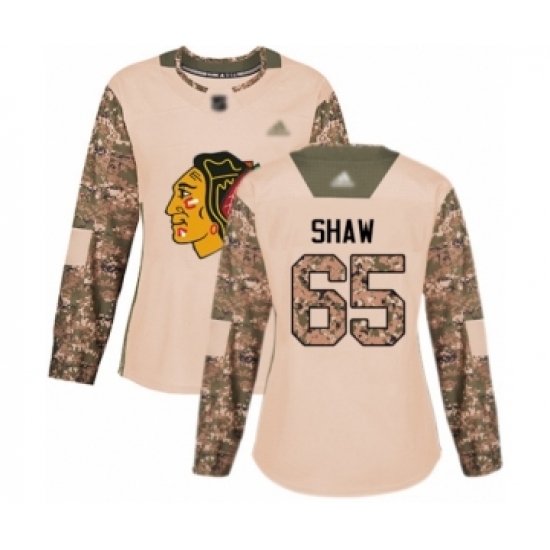 Women's Chicago Blackhawks #65 Andrew Shaw Authentic Camo Veterans Day Practice Hockey Jersey - Ujersey