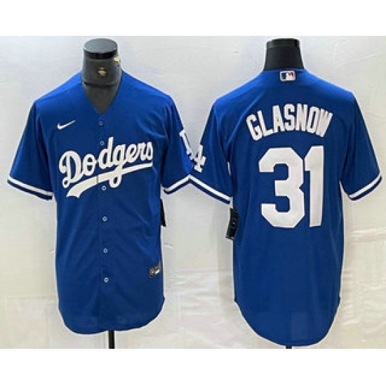 Men's Los Angeles Dodgers #31 Tyler Glasnow Blue Stitched Cool Base Nike Jersey - Ujersey