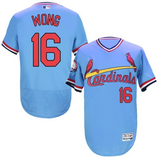 Men's Majestic St. Louis Cardinals #16 Kolten Wong Light Blue Flexbase Authentic Collection Cooperstown MLB Jersey - Ujersey