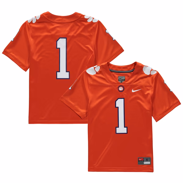 Youth Nike #1 Orange Clemson Tigers Replica Football Jersey - Ujersey