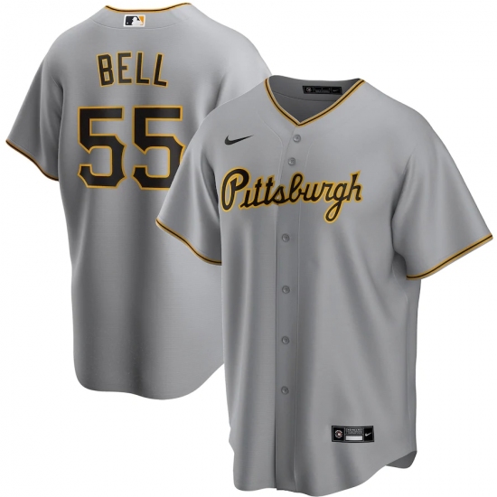 Men's Pittsburgh Pirates #55 Josh Bell Nike Gray 2020-21 Home Replica Player Jersey - Ujersey