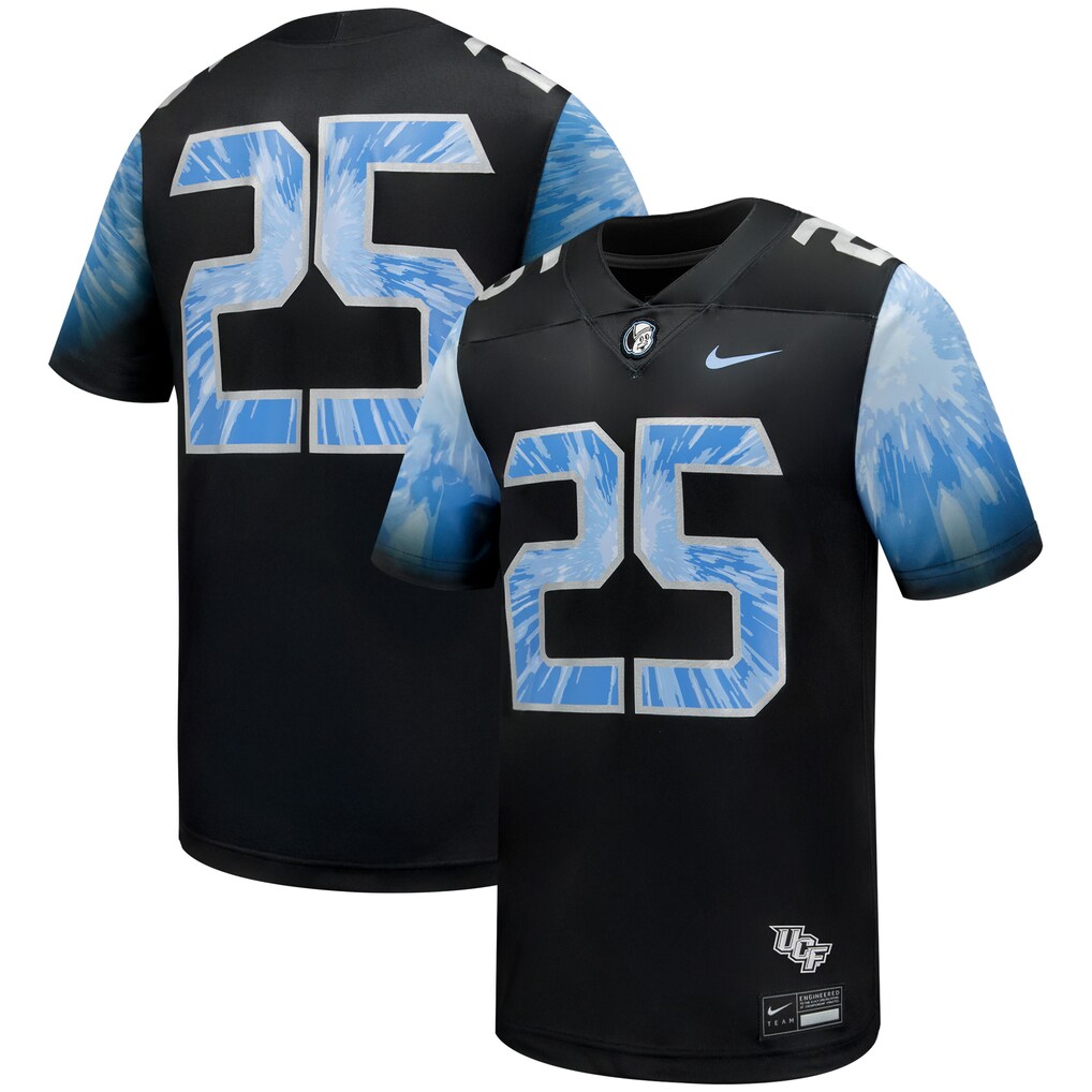 Men's Nike #25 Black UCF Knights 2025 Space Game Football Game Jersey - ujerseystore