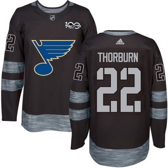Men's Adidas St. Louis Blues #22 Chris Thorburn Authentic Black 1917-2017 100th Anniversary NHL Jersey - Ujersey