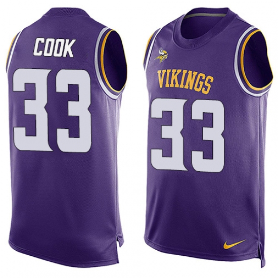 Men's Nike Minnesota Vikings #33 Dalvin Cook Limited Purple Player Name & Number Tank Top NFL Jersey - Ujersey
