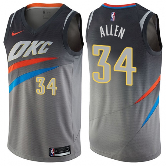 Women's Nike Oklahoma City Thunder #34 Ray Allen Swingman Gray NBA Jersey - City Edition - Ujersey