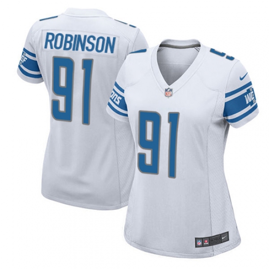 Women's Nike Detroit Lions #91 A'Shawn Robinson Game White NFL Jersey
