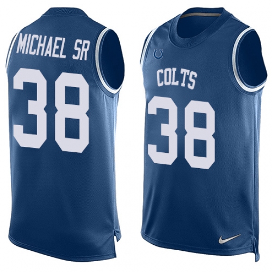 Men's Nike Indianapolis Colts #38 Christine Michael Sr Limited Royal Blue Player Name & Number Tank Top NFL Jersey - Ujersey