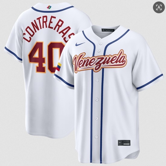 Men's Venezuela Baseball #40 Willson Contreras White 2026 World Baseball Classic Home Stadium Stitched Jersey - U-jersey