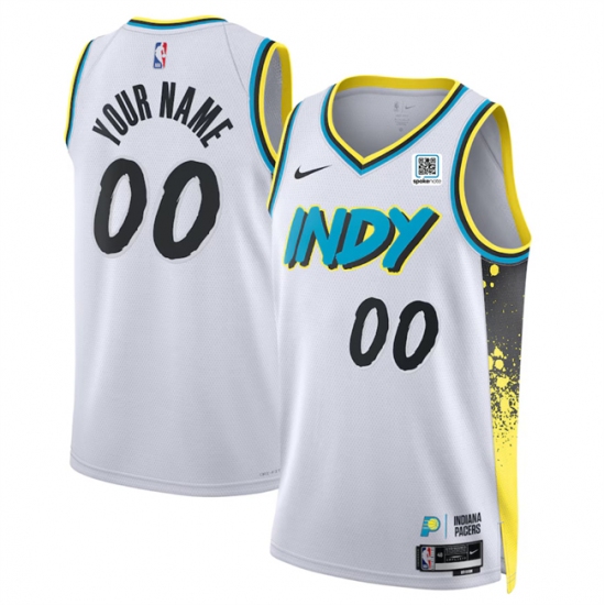 Men's Indiana Pacers Active Player Custom White 2024-25 City Edition Stitched Basketball Jersey - Ujersey
