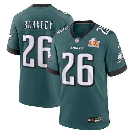 Men's Philadelphia Eagles #26 Saquon Barkley Nike Midnight Green Super Bowl LIX Game Player Jersey