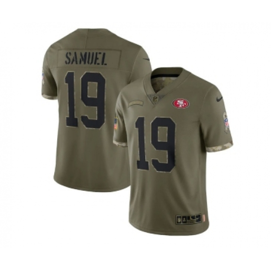 Men's San Francisco 49ers #19 Deebo Samuel 2022 Olive Salute To Service Limited Stitched Jersey - Ujersey