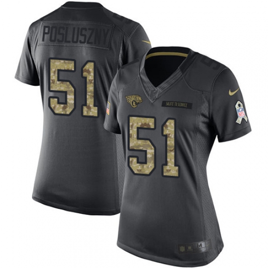Women's Nike Jacksonville Jaguars #51 Paul Posluszny Limited Black 2016 Salute to Service NFL Jersey - Ujersey