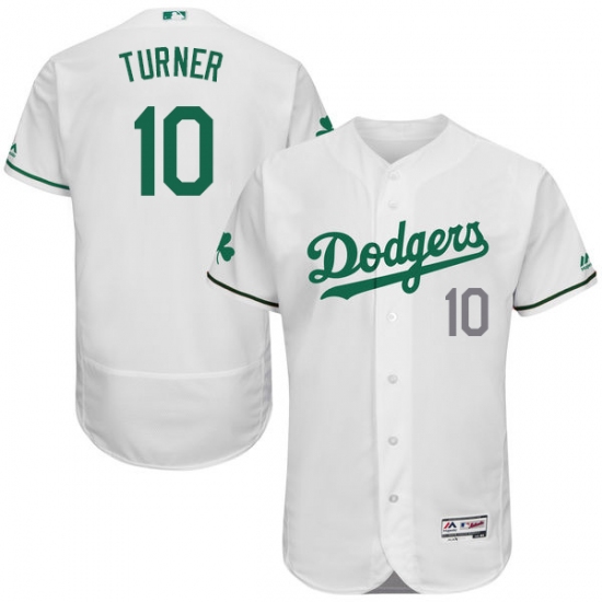 Men's Majestic Los Angeles Dodgers #10 Justin Turner White Celtic Flexbase Authentic Collection MLB Jersey - Ujersey