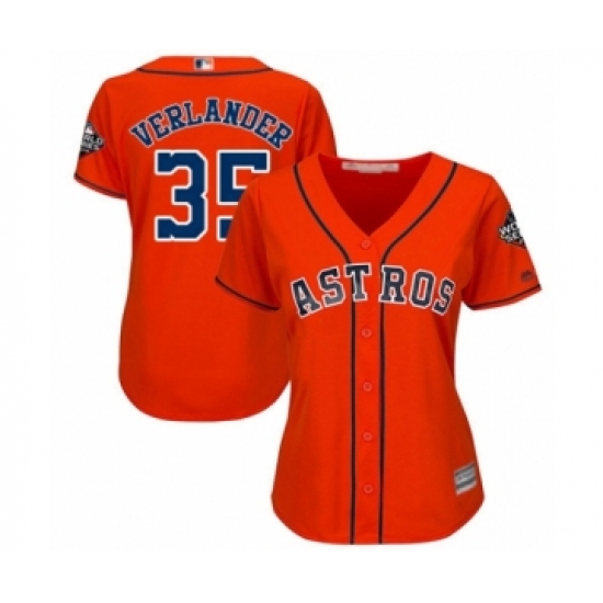 Women's Houston Astros #35 Justin Verlander Authentic Orange Alternate Cool Base 2019 World Series Bound Baseball Jersey - Ujersey