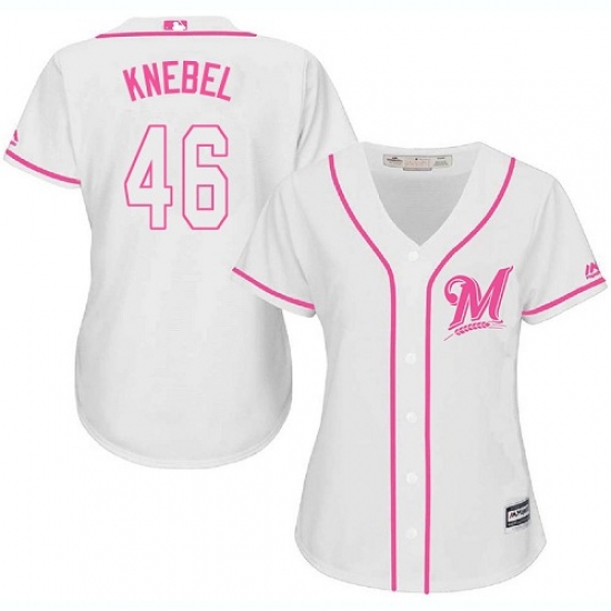 Women's Majestic Milwaukee Brewers #46 Corey Knebel Authentic White Fashion Cool Base MLB Jersey - Ujersey