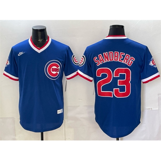 Men's Chicago Cubs #23 Ryne Sandberg Royal 150th Anniversary Throwback Vapor Limited Stitched Baseball Jersey - Ujersey