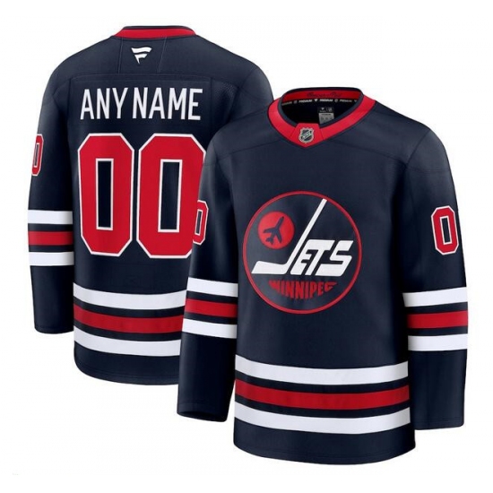 Men's Winnipeg Jets Active Player Custom Navy 2024-25 Alternate Stitched Hockey Jersey - Ujersey