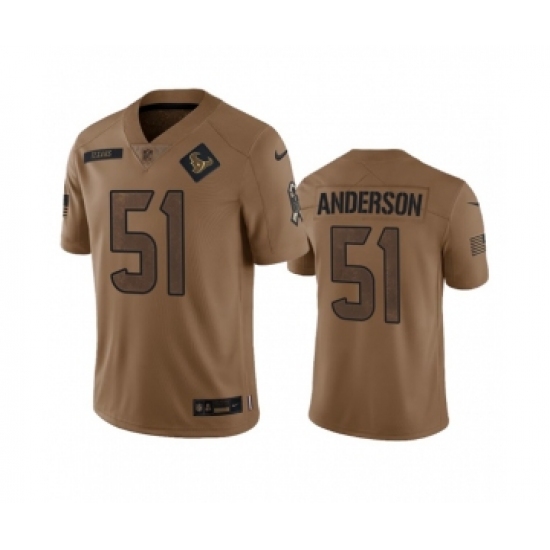 Men's Nike Houston Texans #51 Will Anderson Jr. 2023 Brown Salute To Service Limited Football Stitched Jersey