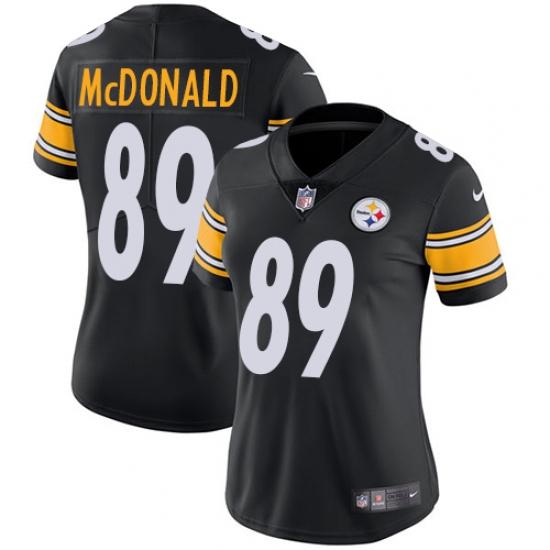 Women's Nike Pittsburgh Steelers #89 Vance McDonald Black Team Color Vapor Untouchable Limited Player NFL Jersey - Ujersey