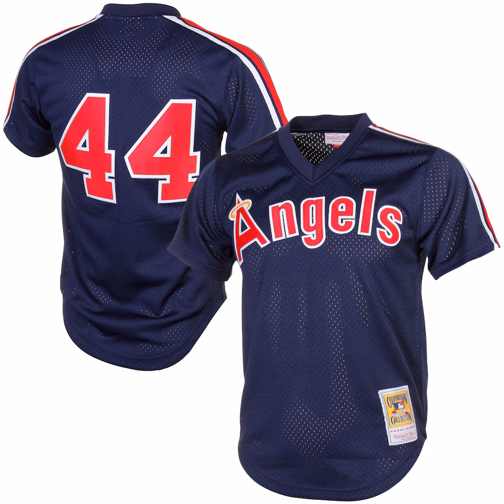 Men's California Angels Reggie Jackson Mitchell & Ness Navy Authentic Batting Practice Jersey - Ujersey