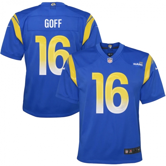 Youth Los Angeles Rams #16 Jared Goff Blue Nike Royal Game Jersey.webp - Ujersey