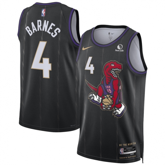 Men's Toronto Raptors #4 Scottie Barnes Black 2024-25 City Edition Stitched Basketball Jersey - Ujersey