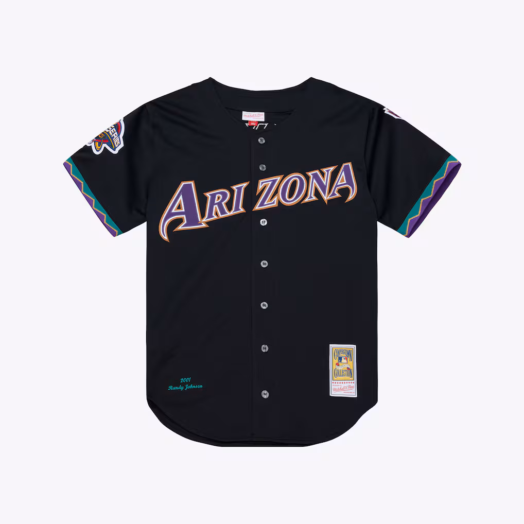 Men's Arizona Diamondbacks Randy Johnson Mitchell & Ness Black 2001 Authentic Jersey - ujerseystore