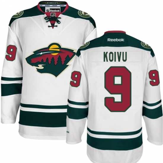 Men's Reebok Minnesota Wild #9 Mikko Koivu Authentic White Away NHL Jersey - Ujersey