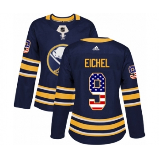 Women's Adidas Buffalo Sabres #9 Jack Eichel Authentic Navy Blue USA Flag Fashion NHL Jersey - Ujersey