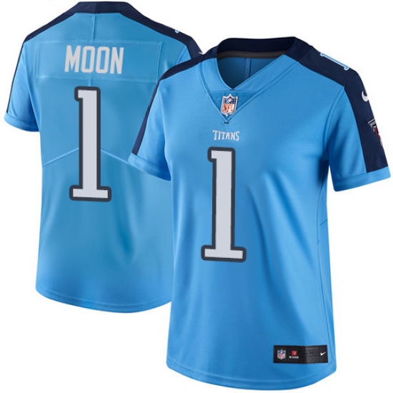 Women's Nike Tennessee Titans #1 Warren Moon Light Blue Team Color Vapor Untouchable Limited Player NFL Jersey - Ujersey