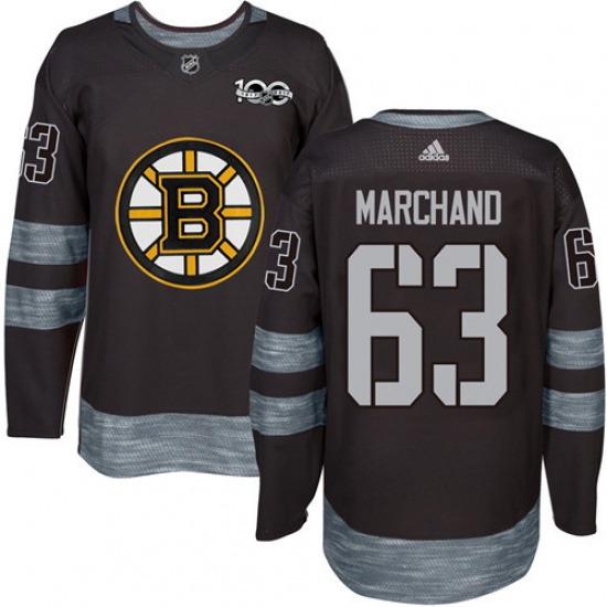 Men's Adidas Boston Bruins #63 Brad Marchand Premier Black 1917-2017 100th Anniversary NHL Jersey - Ujersey