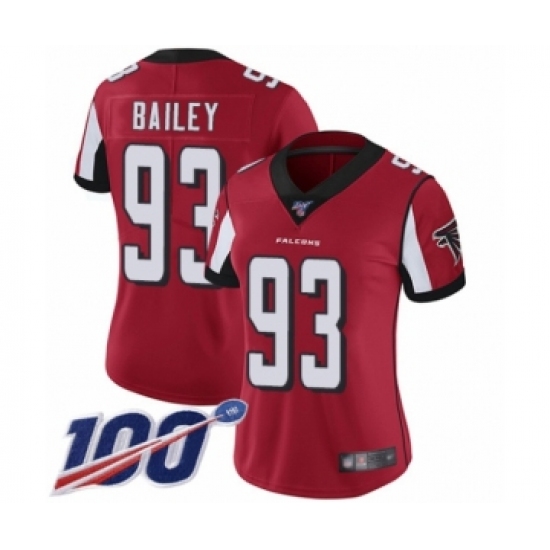 Women's Atlanta Falcons #93 Allen Bailey Red Team Color Vapor Untouchable Limited Player 100th Season Football Jersey - Ujersey