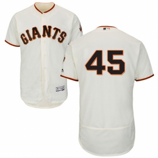 Men's Majestic San Francisco Giants #45 Derek Holland Cream Home Flex Base Authentic Collection MLB Jersey - Ujersey